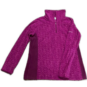 Columbia Women's Glacial Fleece Magenta Pink Chevron Print 1/2 Zip LS Fleece XL